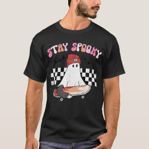 Retro Groovy Stay Spooky Schattige Ghost Skateboar T-shirt