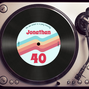 Retro Groovy Stripes 40e verjaardag muziek plaat Kaart