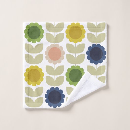 Retro Groovy Summer Flowers Stems (Gant de toilette)