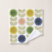 Retro Groovy Summer Flowers Stems Bad Handdoek (Wasdoekje)