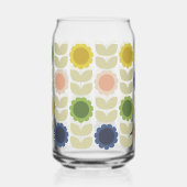 Retro Groovy Summer Flowers Stems Blikvorm Glas (Rechts)