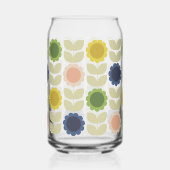 Retro Groovy Summer Flowers Stems Blikvorm Glas (Links)