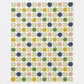Retro Groovy Summer Flowers Stems Fleece Deken (Voorkant)