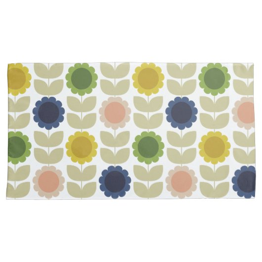 Retro Groovy Summer Flowers Stems Kussensloop (Voorkant-Rechts)