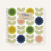 Retro Groovy Summer Flowers Stems Notitieboek (Voorkant)