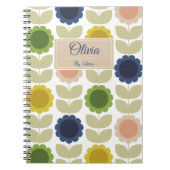 Retro Groovy Summer Flowers Stems Notitieboek (Voorkant)