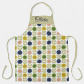 Retro Groovy Summer Flowers Stems Schort (Voorkant)