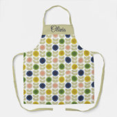 Retro Groovy Summer Flowers Stems Schort (Voorkant)