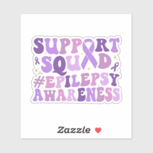 Retro Groovy Support Squad - Paarse epilepsie bewu Sticker