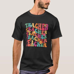 Retro Groovy Teacher Inspirerend Happy Back to S T-shirt