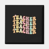 Retro Groovy Teacher Inspirerend kleurrijke CK to Magneet (Voorkant)