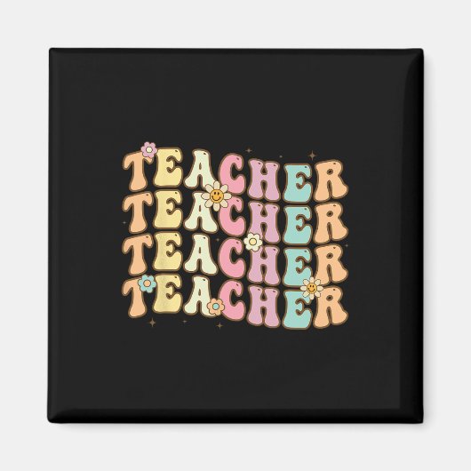 Retro Groovy Teacher Inspirerend kleurrijke CK to Magneet (Voorkant)