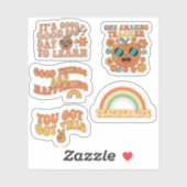 Retro Groovy Teacher Sticker Sheet | Motivational  (Feuille)