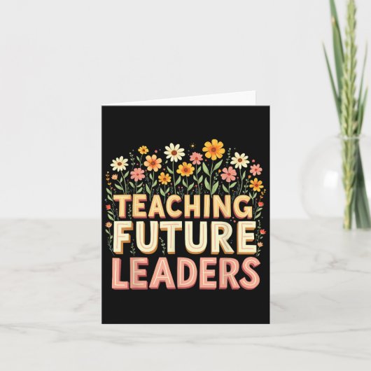Retro Groovy Teaching Future Leaders Tees Flower P Kaart (Voorkant)
