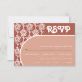 Retro groovy terracotta 70s bruiloft RSVP (Voorkant)