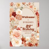 Retro Groovy terracotta boho 21e verjaardag Welkom Poster (Voorkant)