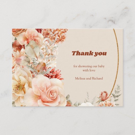 Retro groovy terracotta herfstkleuren boho bedankt informatiekaartje (Voorkant)