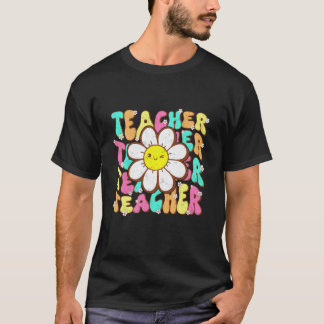 Retro Groovy Terug naar School Leraar Bloem Leraar T-shirt