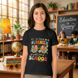 Retro Groovy Terug Naar School Zonnebril Tropisch T-shirt