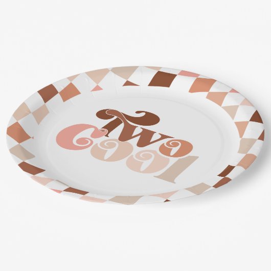 Retro Groovy Twee Cool Meisjes 2e Verjaardag Papieren Bordje (Gekanteld)