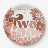 Retro Groovy Twee Cool Meisjes 2e Verjaardag Papieren Bordje (Voorkant)