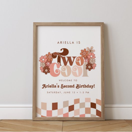 Retro Groovy Twee Cool Meisjes 2e Verjaardag Welko Poster