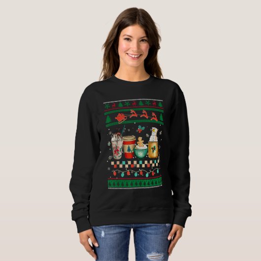 Retro Groovy Ugly Christmas Coffee Winter Cozy Xma Trui (Voorkant volledig)