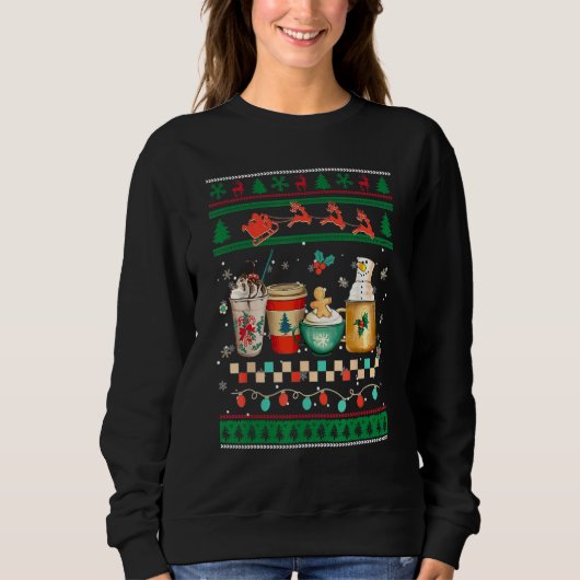 Retro Groovy Ugly Christmas Coffee Winter Cozy Xma Trui (Voorkant)