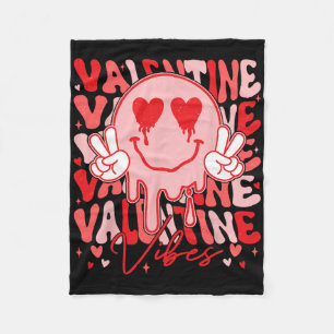 Retro Groovy Valentijnsstemming Hart Gezicht Manne Fleece Deken