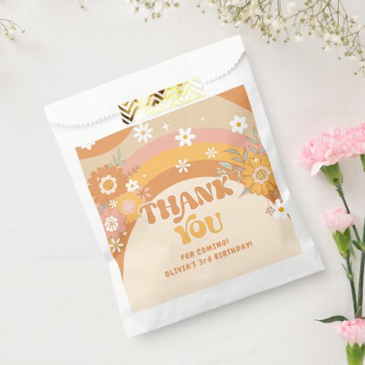 Retro groovy verjaardag bedankt bedankzakje (Gezegeld)