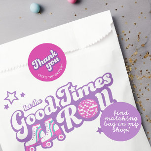 Retro Groovy Verjaardag Bedankt Favor Ronde Sticker