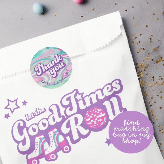 Retro Groovy Verjaardag Bedankt Favor Ronde Sticker