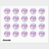 Retro Groovy Verjaardag Bedankt Favor Ronde Sticker (Vel)