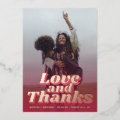 Retro Groovy Viva Magenta Wedding Bedankt Folie Uitnodiging (Voorkant)