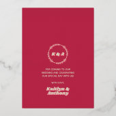 Retro Groovy Viva Magenta Wedding Bedankt Folie Uitnodiging (Achterkant)