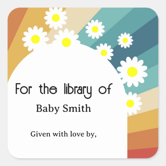 Retro Groovy - Voor de bibliotheek van Vierkante Sticker (Voorkant)