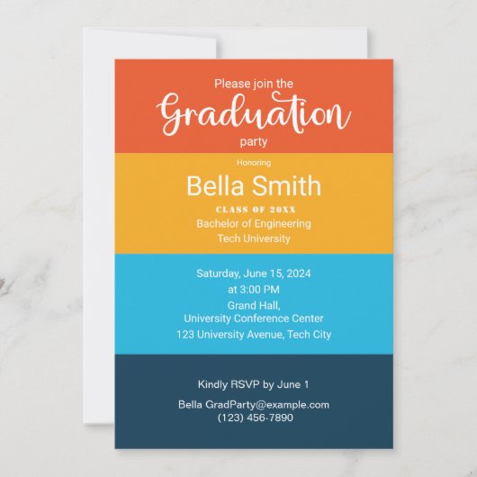 Retro Groovy Vortex Wavy Kleurrijk Afstuderen Kaart (Voorkant)