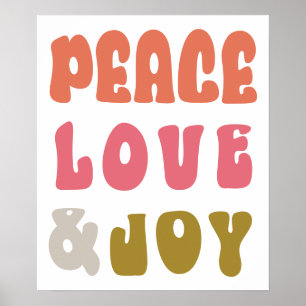 Retro Groovy Vrede Liefde Vreugde Typografie Vakan Poster