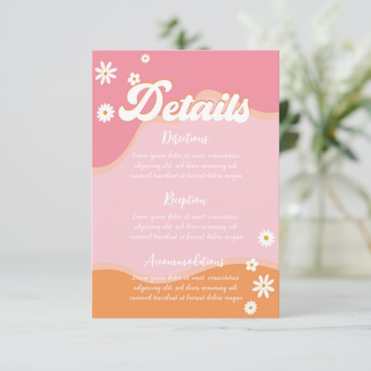 Retro Groovy Vrijgezellenfeest, jaren 70 Hippie Vi Informatiekaartje (Staand voorkant)