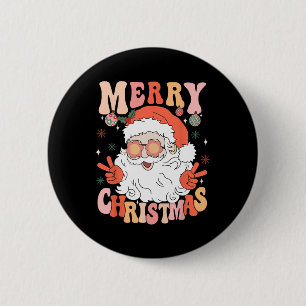 Retro Groovy Vrolijk Kerstfeest Trendy Sinterklaas Ronde Button 5,7 Cm