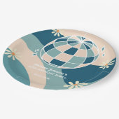 Retro Groovy Wave Disco Ball Daisy Green Verjaarda Papieren Bordje (Gekanteld)