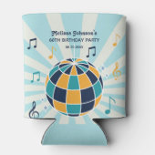 Retro Groovy Wave Disco Ball Musical Blauwe Verjaa Blikjeskoeler (Achterkant)