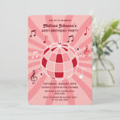 Retro Groovy Wave Disco Ball Musical Roze Verjaard Kaart (Staand voorkant)