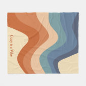 Retro Groovy Wave Pattern Cosy is een Vibe Fleece Deken (Voorkant (Horizontaal))