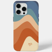 Retro  Groovy Wave Stripes met Monogram Case-Mate iPhone Case (Achterkant)