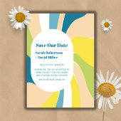 Retro Groovy Wavy Abstracte boog Bewaar de datum Kaart