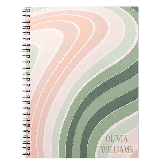 Retro Groovy Wavy Pattern Notitieboek (Voorkant)