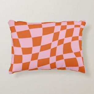 Retro Groovy Wavy Psychedelic Checkerboard Y Accent Kussen