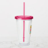 Retro Groovy Zomer Roze Monogram Naam Acryl Drinkbeker (Rechts)