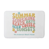 Retro Groovy Zomer Roze Monogram Naam Badmat (Voorkant)